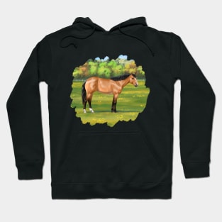 Buckskin Quarter Horse in Pasture Hoodie